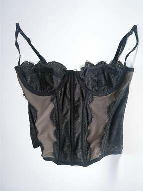 Out From Under Modern Love Black Lace Mesh Corset Top